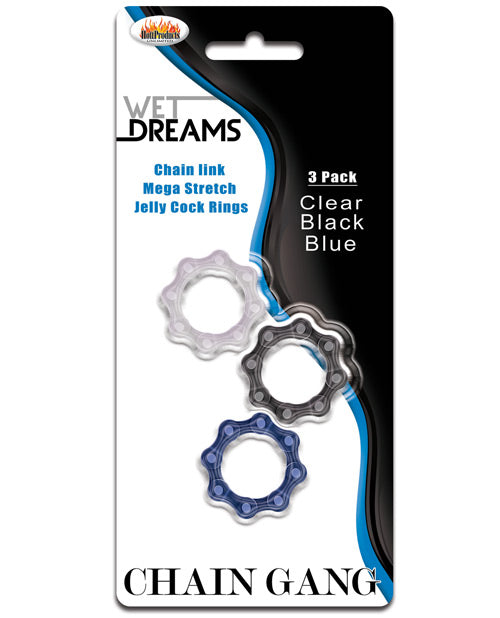 Wet Dreams Chain Gang Cock Rings-3 Pack - Wicked Sensations