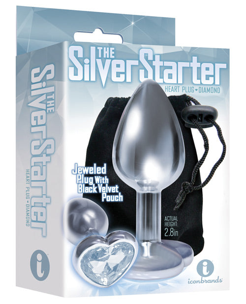 The 9's Silver Starter Bejeweled Heart Plug - Wicked Sensations
