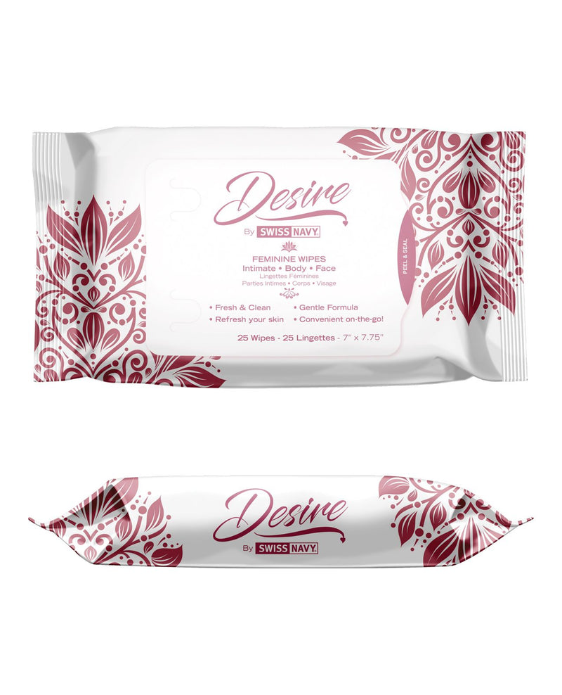 Swiss Navy Desire Unscented Feminine Wipes-Pack of 25