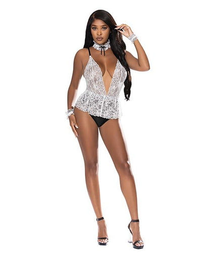 Magic Silk Exposed Dress Up Full Service Lace Deep V Teddy