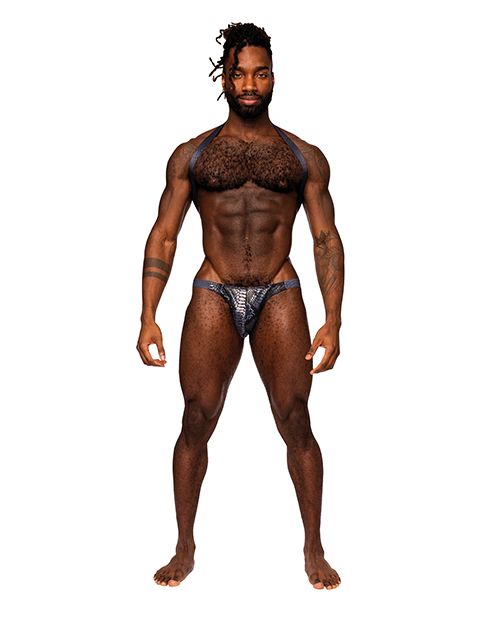 Male Power S'naked Metallic Coated Shoulder Sling Harness Thong