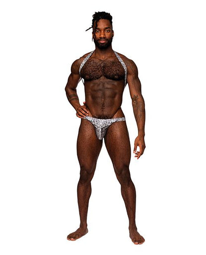 Male Power S'naked Metallic Coated Shoulder Sling Harness Thong