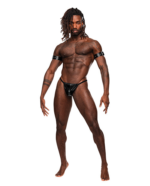 Male Power Leather Pisces Bicep & Back Harness