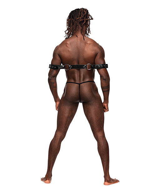 Male Power Leather Pisces Bicep & Back Harness