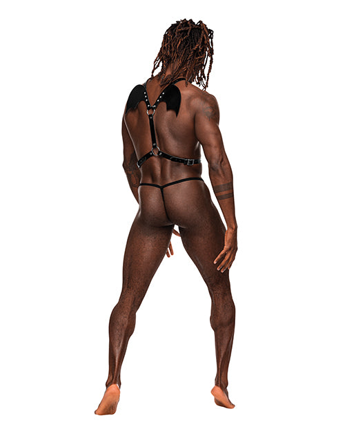 Male Power Leather Sagittarius Chest & Winged Back Harness