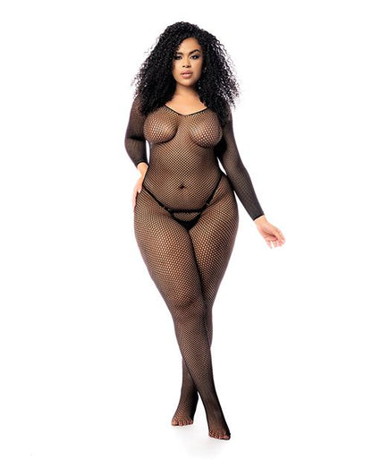 Mapale Long Sleeved All Over Fishnet Body Stocking