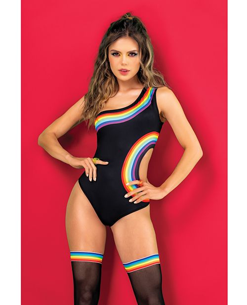 Mapale Pride One Shoulder Side Cut Out Bodysuit