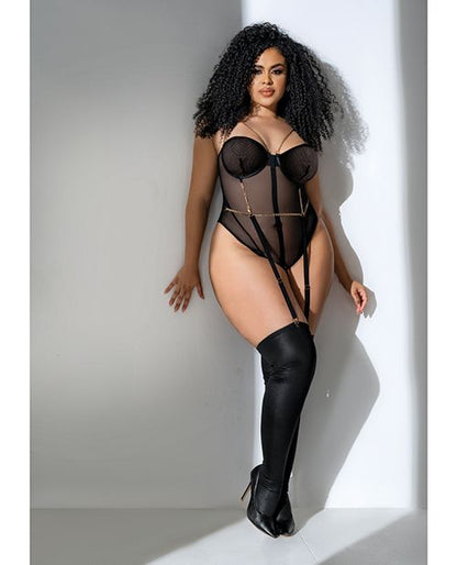 Mapale Mesh Bodysuit With Gold Chain Detail