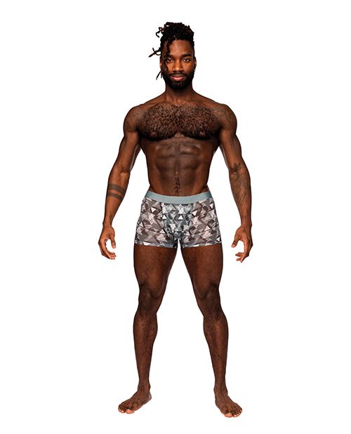 Male Power Sheer Prints Mesh Poly Spandex Seamless Short-Optical