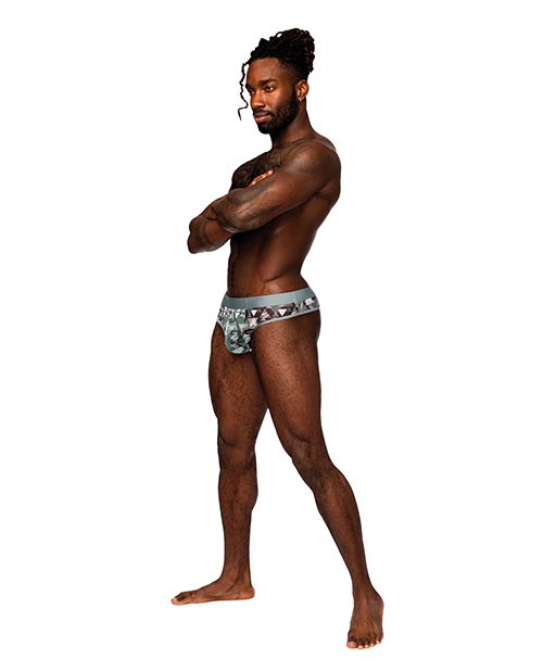 Male Power Sheer Prints Mesh Poly Spandex Thong-Optical