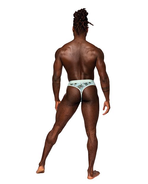 Male Power Sheer Prints Mesh Poly Spandex Thong-Flamingo