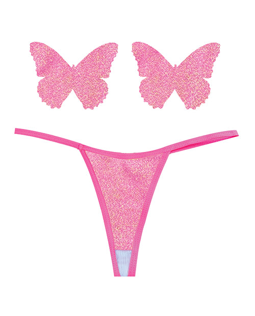 Naughty Knix Bella Rosa Shimmer G-String & Pasties
