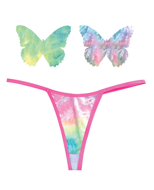 Naughty Knix Rainbow Sherbet Velvet G-String & Pasties