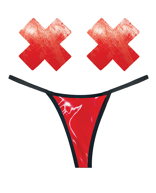 Naughty Knix Vixen Wet Vinyl G-String & Pasties