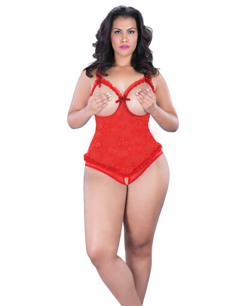 Lace Open Cup Crotchless Teddy - Wicked Sensations