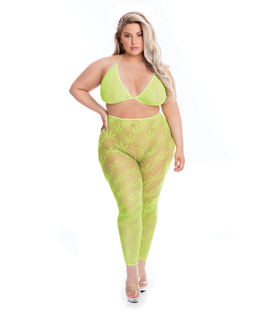Pink Lipstick All About Leaf Bra and Leggings