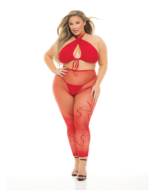 Pink Lipstick Gives You Hell 3 Piece Halter Bra Set