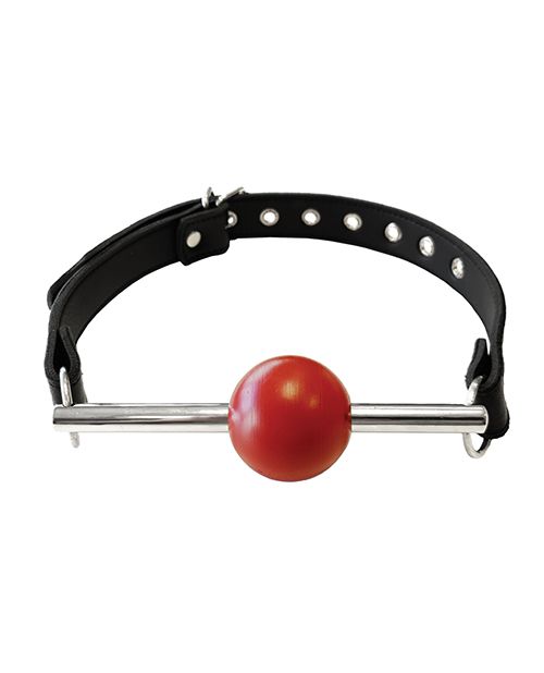 Rouge Leather Ball Gag with Stainless Steel Rod and Removable Ball