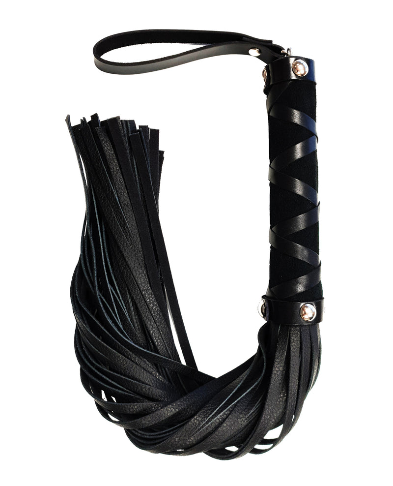 Short Leather Flogger With Studs - Wicked Sensations