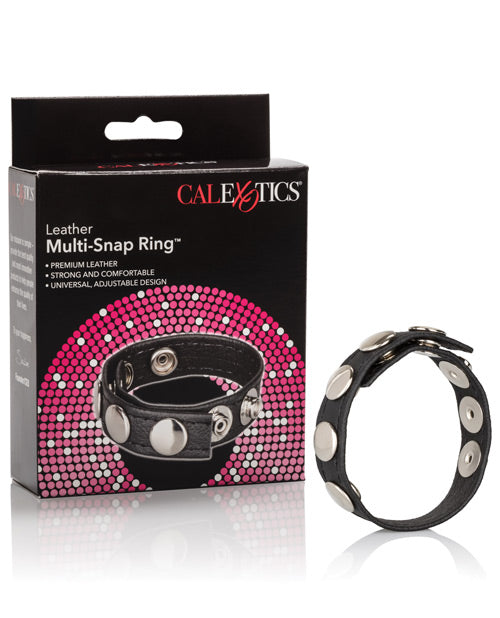 Cal Exotics Leather Multi-Snap Cock Ring - Wicked Sensations