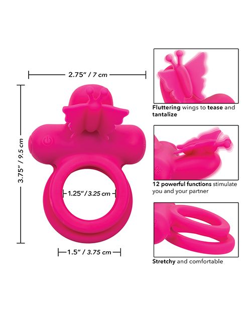 Couple's Enhancers Silicone Rechargeable Butterfly Dual Ring