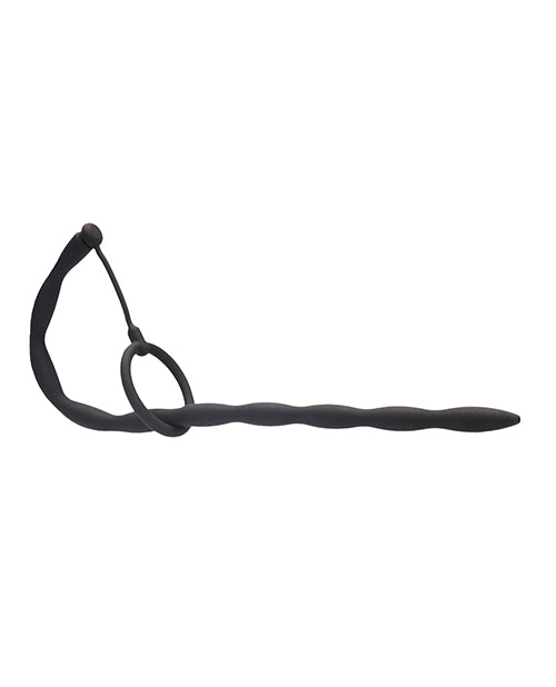 Ouch! Urethral Sounding Silicone Plug and Cock Ring Set - Wicked Sensations