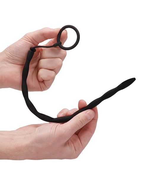 Ouch! Urethral Sounding Silicone Plug and Cock Ring Set - Wicked Sensations