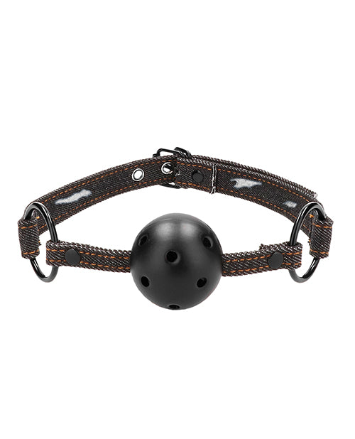 Ouch! Breathable Ball Gag With Denim Straps - Wicked Sensations
