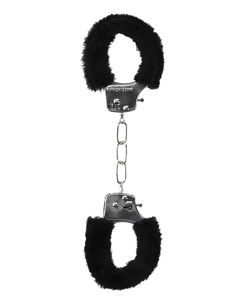 Ouch! Black and White Pleasure Furry Wrist Cuffs