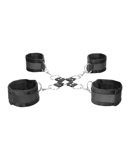 Ouch! Black and White Velcro Hogtie With Hand and Ankle Cuffs