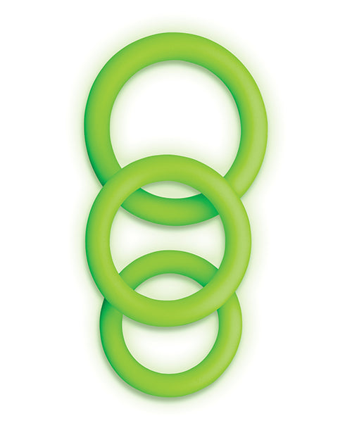 Ouch! Glow in the Dark 3 Piece Silicone Cock Ring Set