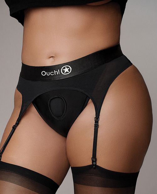 Ouch! Vibrating Strap On Thong With Adjustable Garters