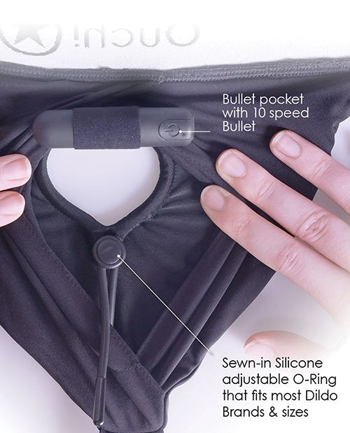 Ouch! Vibrating Strap On Thong With Removable Rear Straps