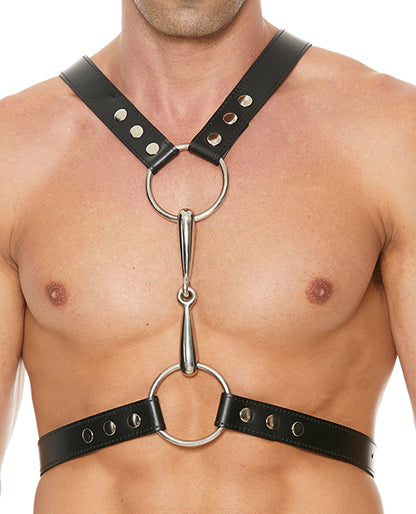 Uomo Men's Harness With Metal Bit