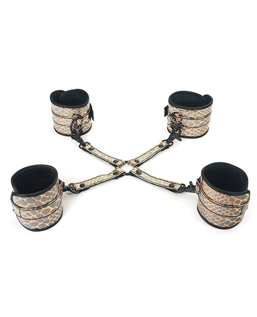 Faux Leather Wrist and Ankle Restraints With Hog Tie - Wicked Sensations