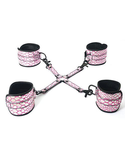 Faux Leather Wrist and Ankle Restraints With Hog Tie - Wicked Sensations