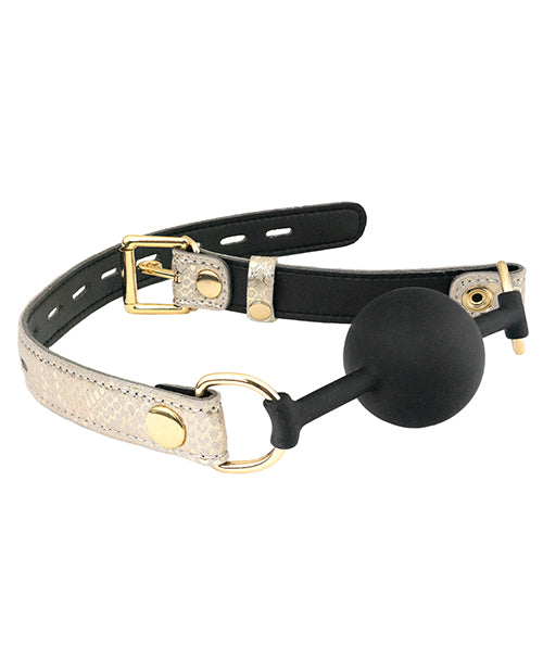 Leather Ball Gag With Snakeskin Print - Wicked Sensations