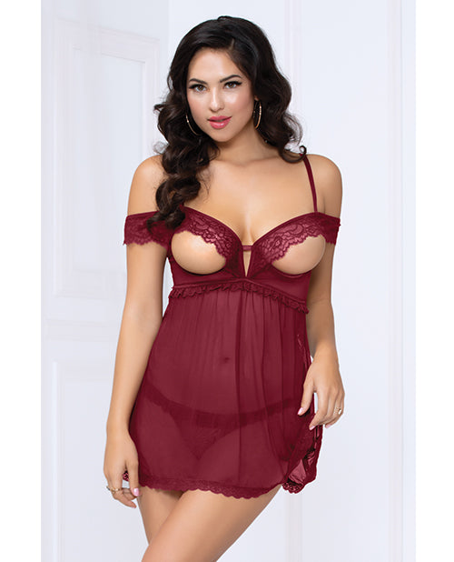 Lace and Mesh Open Cup Babydoll - Wicked Sensations