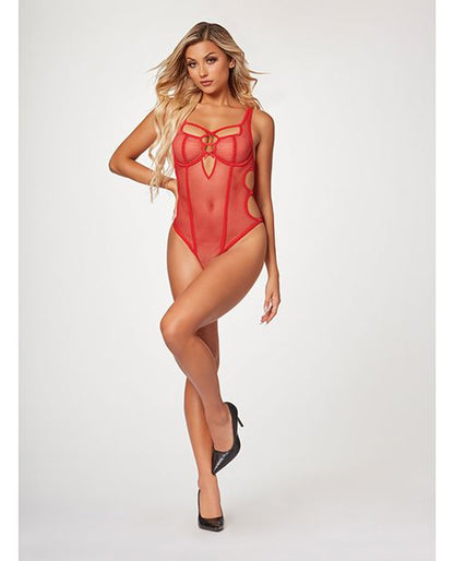 Seven Til Midnight Fishnet Strappy High Cut Leg Teddy