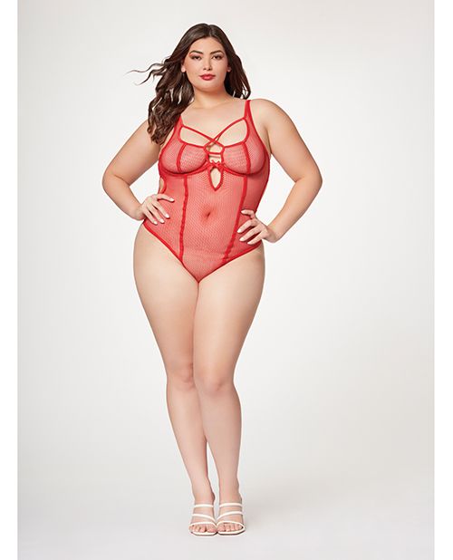 Seven Til Midnight Fishnet Strappy High Cut Leg Teddy