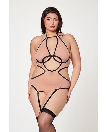 Seven Til Midnight Mesh Cut Out Halter Teddy