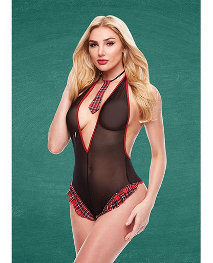 Teacher's Pet Schoolgirl See Thru Crotchless Teddy and Necktie Set