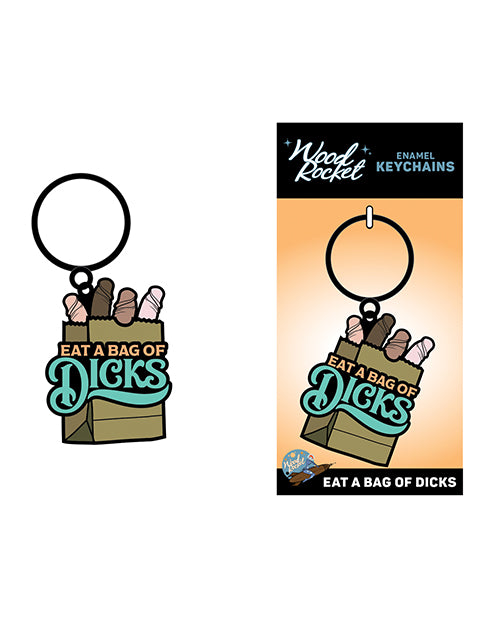 Wood Rocket Eat a Bag of Dicks Keychain