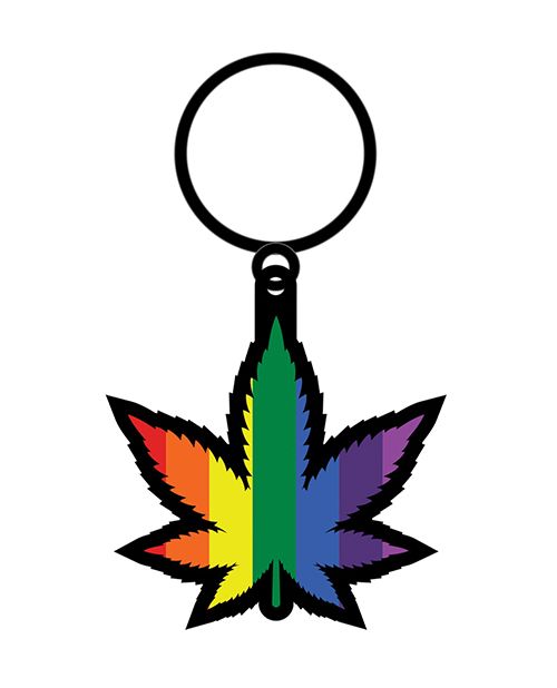 Wood Rocket Rainbow Leaf Keychain