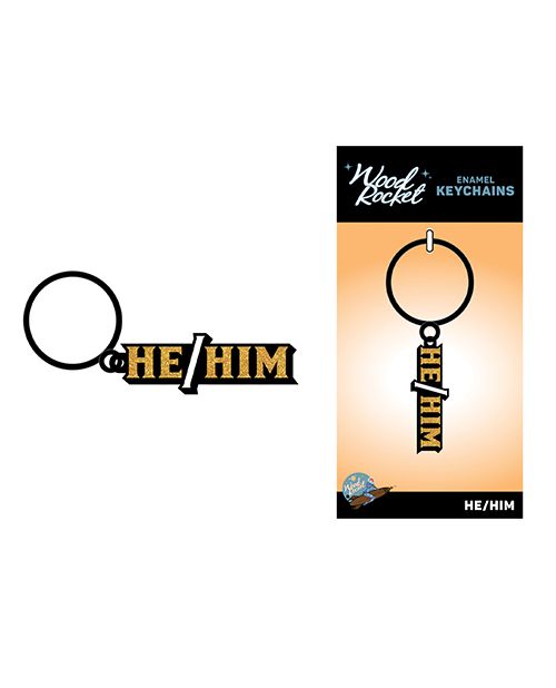 Wood Rocket He/Him Keychain