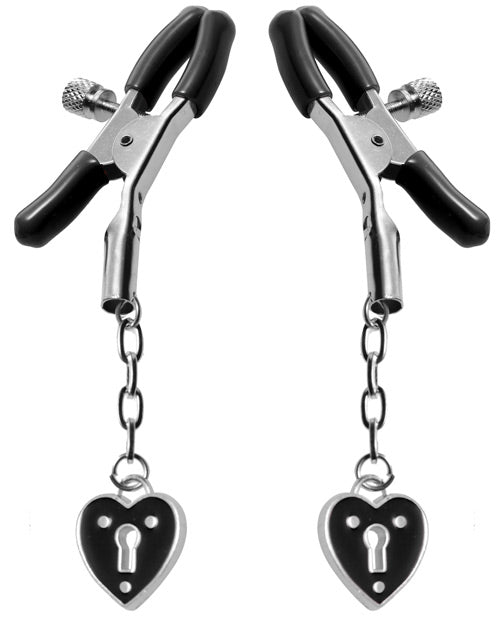 Master Series Charmed Heart Padlock Nipple Clamps