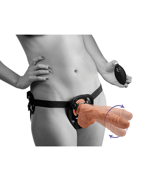Strap U Groove Harness With Vibrating and Rotatind Dildo - Wicked Sensations
