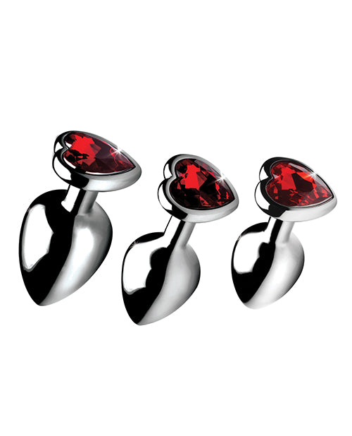 Booty Sparks Red Heart Gem Anal Plug Set - Wicked Sensations