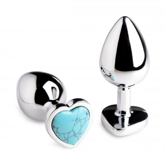 Booty Sparks Gemstones Amethyst Heart Anal Plug-Turquoise