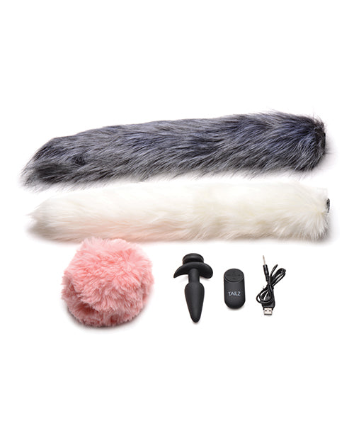 Tailz Snap-On! Vibrating Silicone Anal Plug With 3 Interchangeable Tails